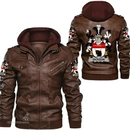 Irish Dickson Coat of Arms Family Crest Ireland Leather Jacket Irish Jackets