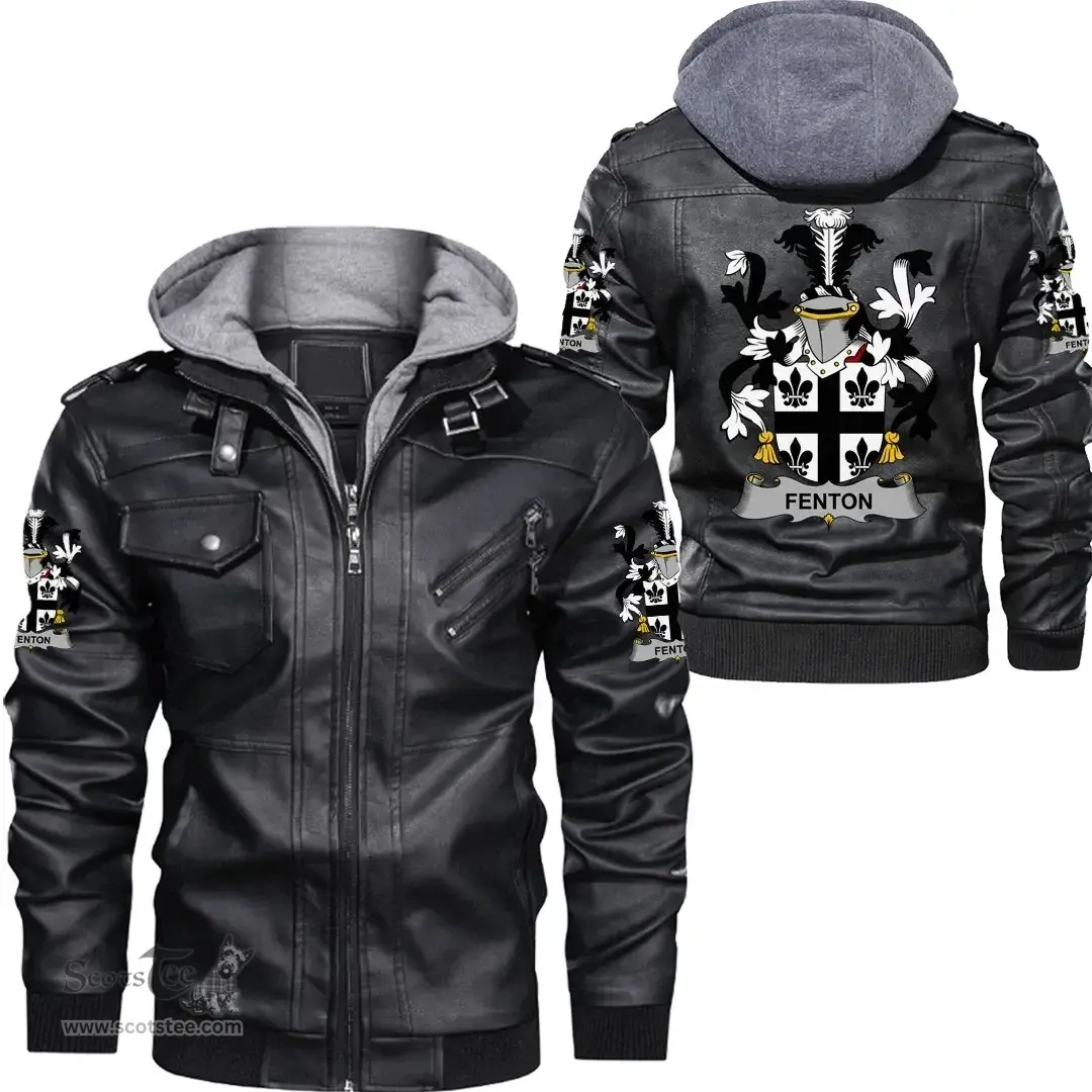 Irish Fenton Coat of Arms Family Crest Ireland Leather Jacket Irish Jackets