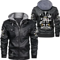 Irish Fenton Coat of Arms Family Crest Ireland Leather Jacket Irish Jackets