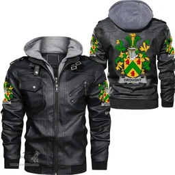 Irish Drought Coat of Arms Family Crest Ireland Leather Jacket Irish Jackets