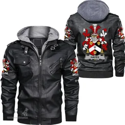 Irish Hayes Coat of Arms Family Crest Ireland Leather Jacket Irish Jackets