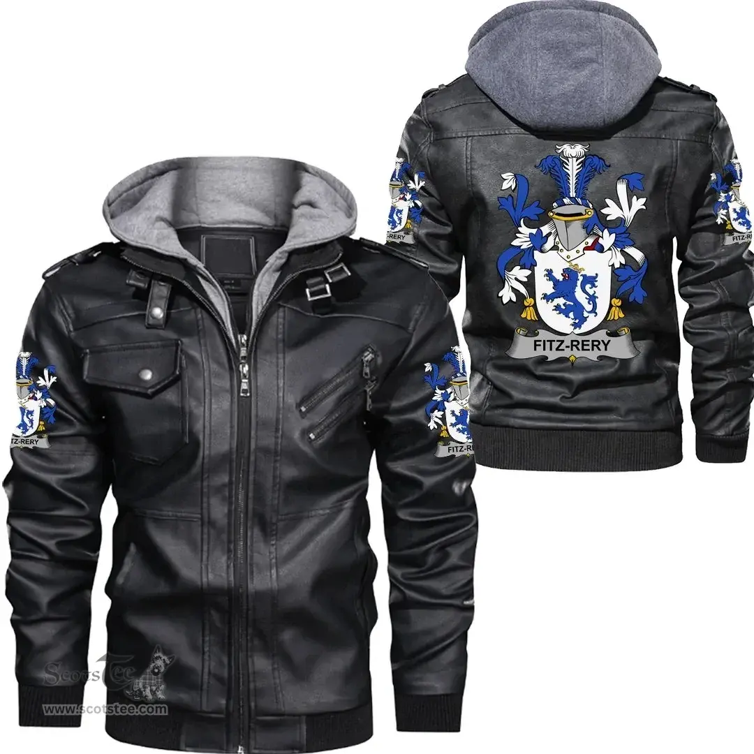 Irish Fitz-Rery Coat of Arms Family Crest Ireland Leather Jacket Irish Jackets