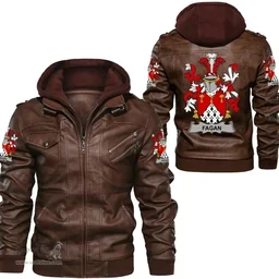 Irish Fagan Coat of Arms Family Crest Ireland Leather Jacket Irish Jackets