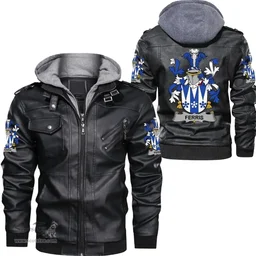 Irish Ferris Coat of Arms Family Crest Ireland Leather Jacket Irish Jackets