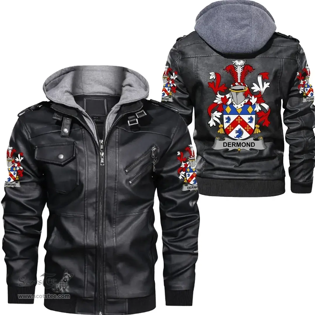 Irish Dermond or O'Dermond Coat of Arms Family Crest Ireland Leather Jacket Irish Jackets