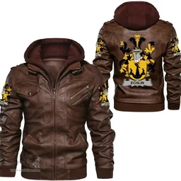 Irish Echlin Coat of Arms Family Crest Ireland Leather Jacket Irish Jackets