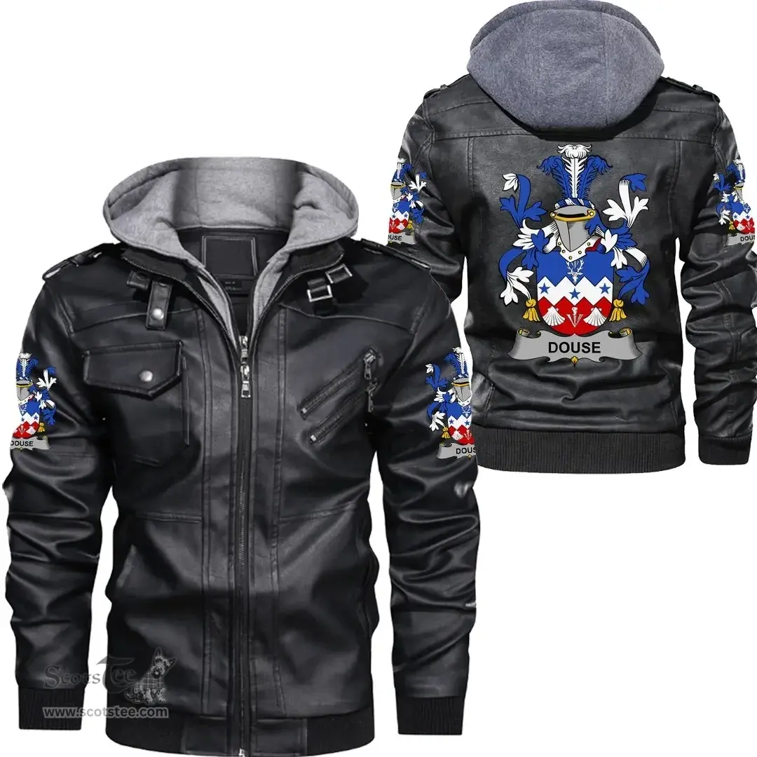 Irish Douse or Dowse Coat of Arms Family Crest Ireland Leather Jacket Irish Jackets