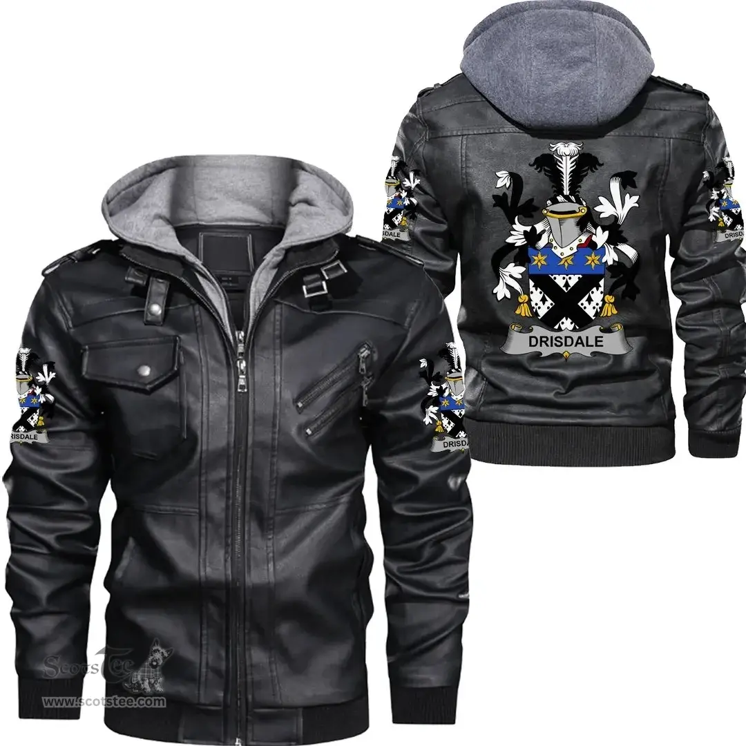 Irish Drisdale Coat of Arms Family Crest Ireland Leather Jacket Irish Jackets