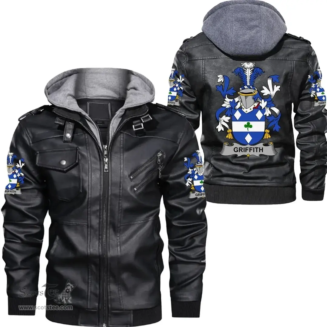 Irish Griffith Coat of Arms Family Crest Ireland Leather Jacket Irish Jackets