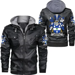 Irish Griffith Coat of Arms Family Crest Ireland Leather Jacket Irish Jackets