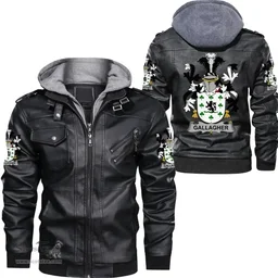 Irish Gallagher or O'Gallagher Coat of Arms Family Crest Ireland Leather Jacket Irish Jackets