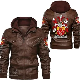 Irish Hamilton Coat of Arms Family Crest Ireland Leather Jacket Irish Jackets