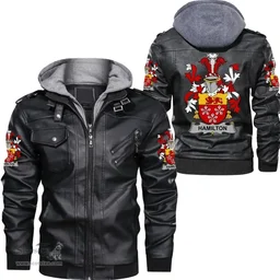 Irish Hamilton Coat of Arms Family Crest Ireland Leather Jacket Irish Jackets