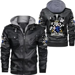 Irish Handcock Coat of Arms Family Crest Ireland Leather Jacket Irish Jackets