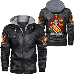 Irish Heath Coat of Arms Family Crest Ireland Leather Jacket Irish Jackets