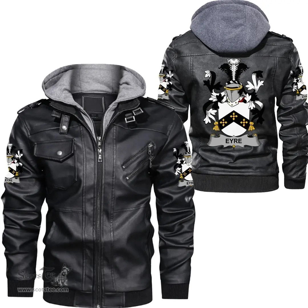 Irish Eyre Coat of Arms Family Crest Ireland Leather Jacket Irish Jackets