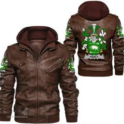 Irish Hanly or O'Hanley Coat of Arms Family Crest Ireland Leather Jacket Irish Jackets