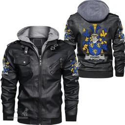 Irish Foord Coat of Arms Family Crest Ireland Leather Jacket Irish Jackets