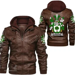 Irish Flanagan or O'Flanagan Coat of Arms Family Crest Ireland Leather Jacket Irish Jackets