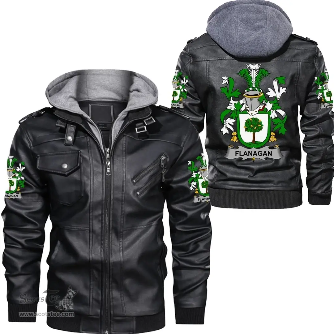 Irish Flanagan or O'Flanagan Coat of Arms Family Crest Ireland Leather Jacket Irish Jackets
