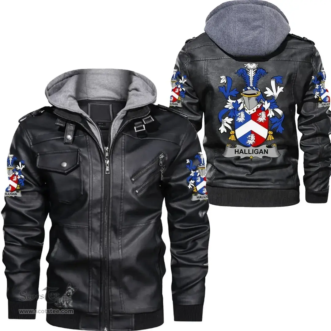 Irish Hall or MacHall Coat of Arms Family Crest Ireland Leather Jacket Irish Jackets