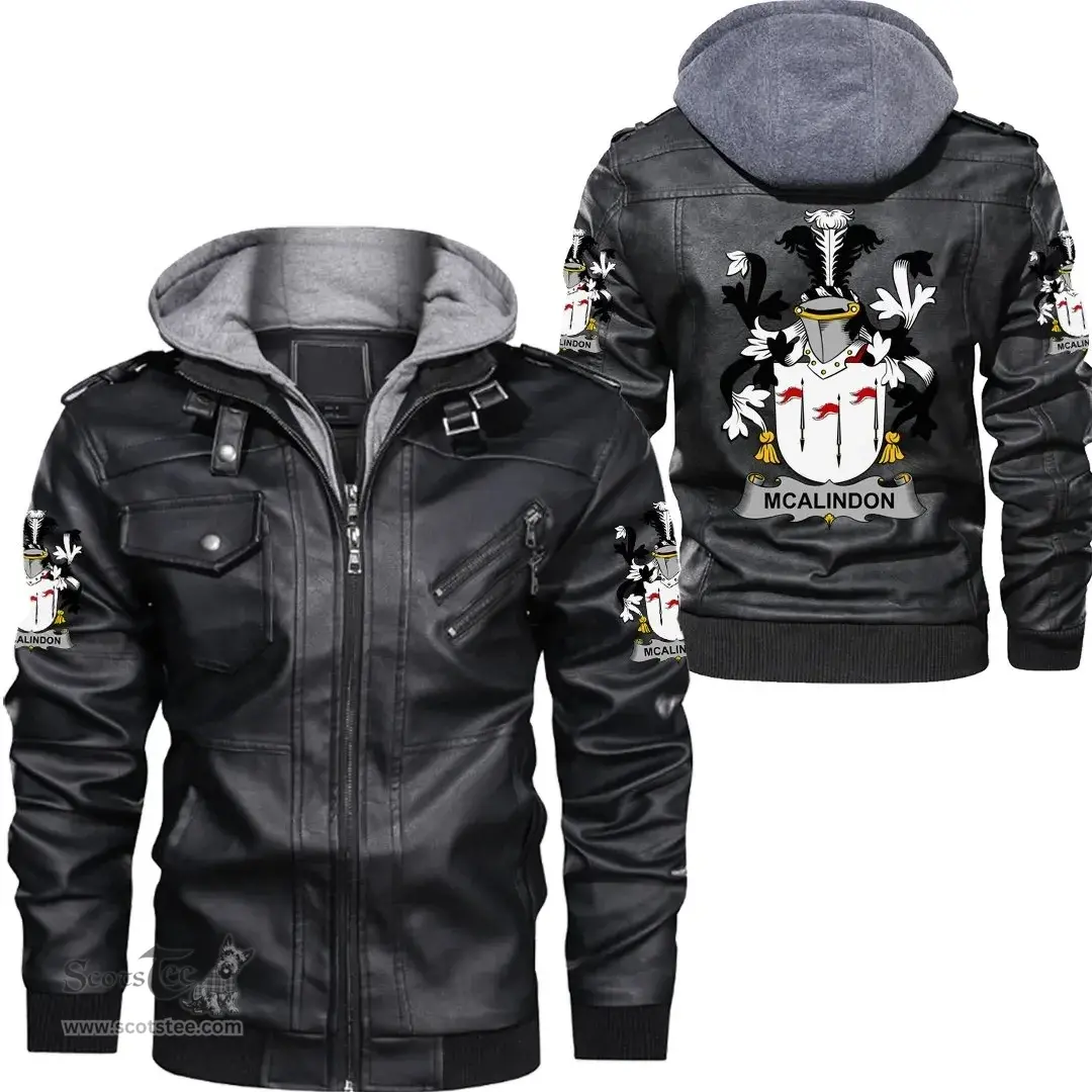 Irish McAlindon or McAlindem Coat of Arms Family Crest Ireland Leather Jacket Irish Jackets