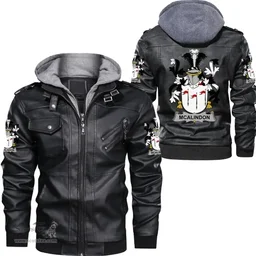 Irish McAlindon or McAlindem Coat of Arms Family Crest Ireland Leather Jacket Irish Jackets