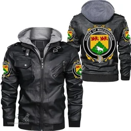 Irish House of MACDONOGH (Connacht) Coat of Arms Family Crest Ireland Leather Jacket Irish Jackets