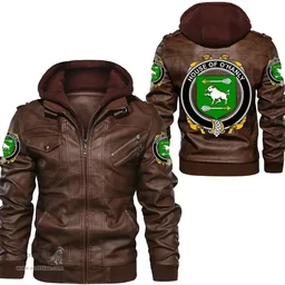 Irish House of O'HANLY Coat of Arms Family Crest Ireland Leather Jacket Irish Jackets