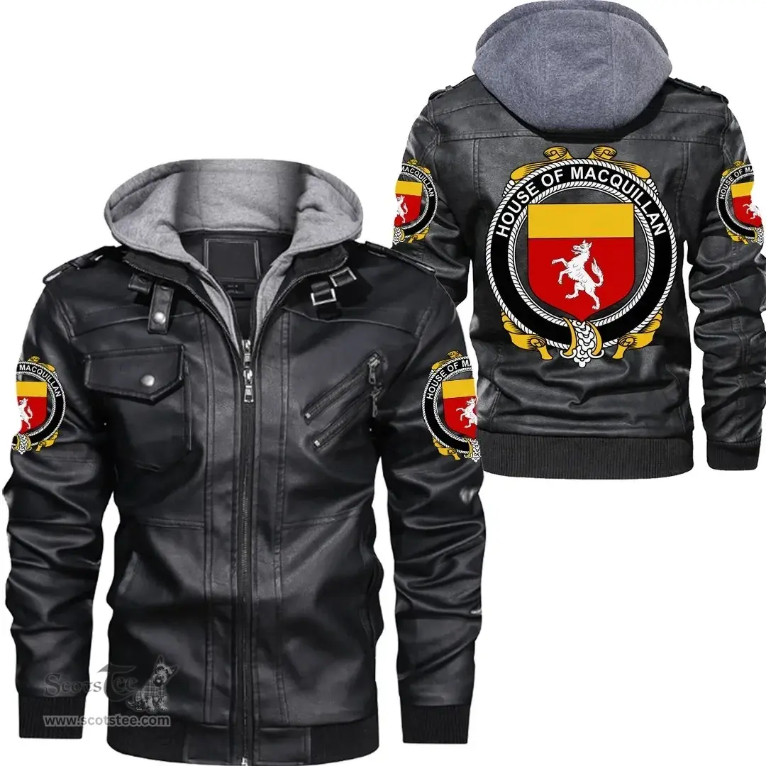 Irish House of MACQUILLAN Coat of Arms Family Crest Ireland Leather Jacket Irish Jackets