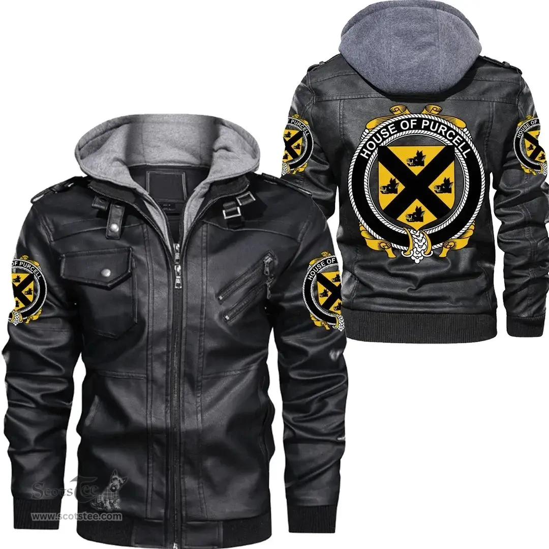 Irish House of PURCELL Coat of Arms Family Crest Ireland Leather Jacket Irish Jackets