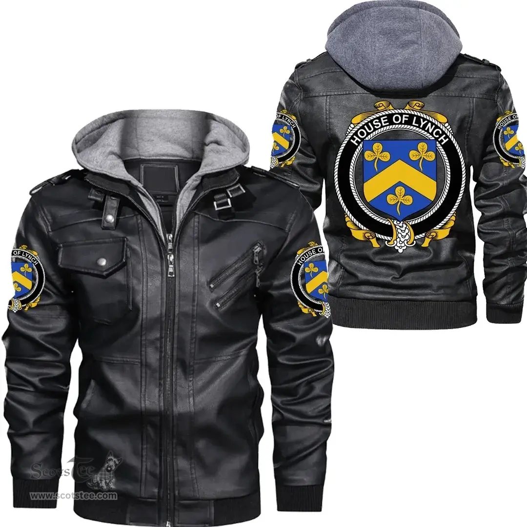 Irish House of LYNCH Coat of Arms Family Crest Ireland Leather Jacket Irish Jackets