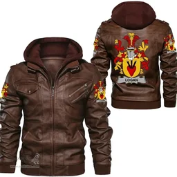 Irish Logan Coat of Arms Family Crest Ireland Leather Jacket Irish Jackets