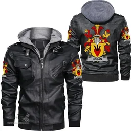 Irish Logan Coat of Arms Family Crest Ireland Leather Jacket Irish Jackets