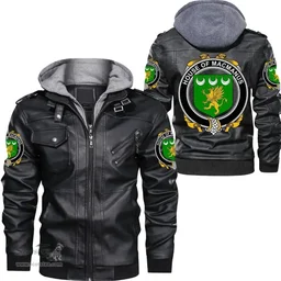 Irish House of MACMANUS Coat of Arms Family Crest Ireland Leather Jacket Irish Jackets