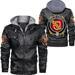 Irish House of O'QUIGLEY Coat of Arms Family Crest Ireland Leather Jacket Irish Jackets