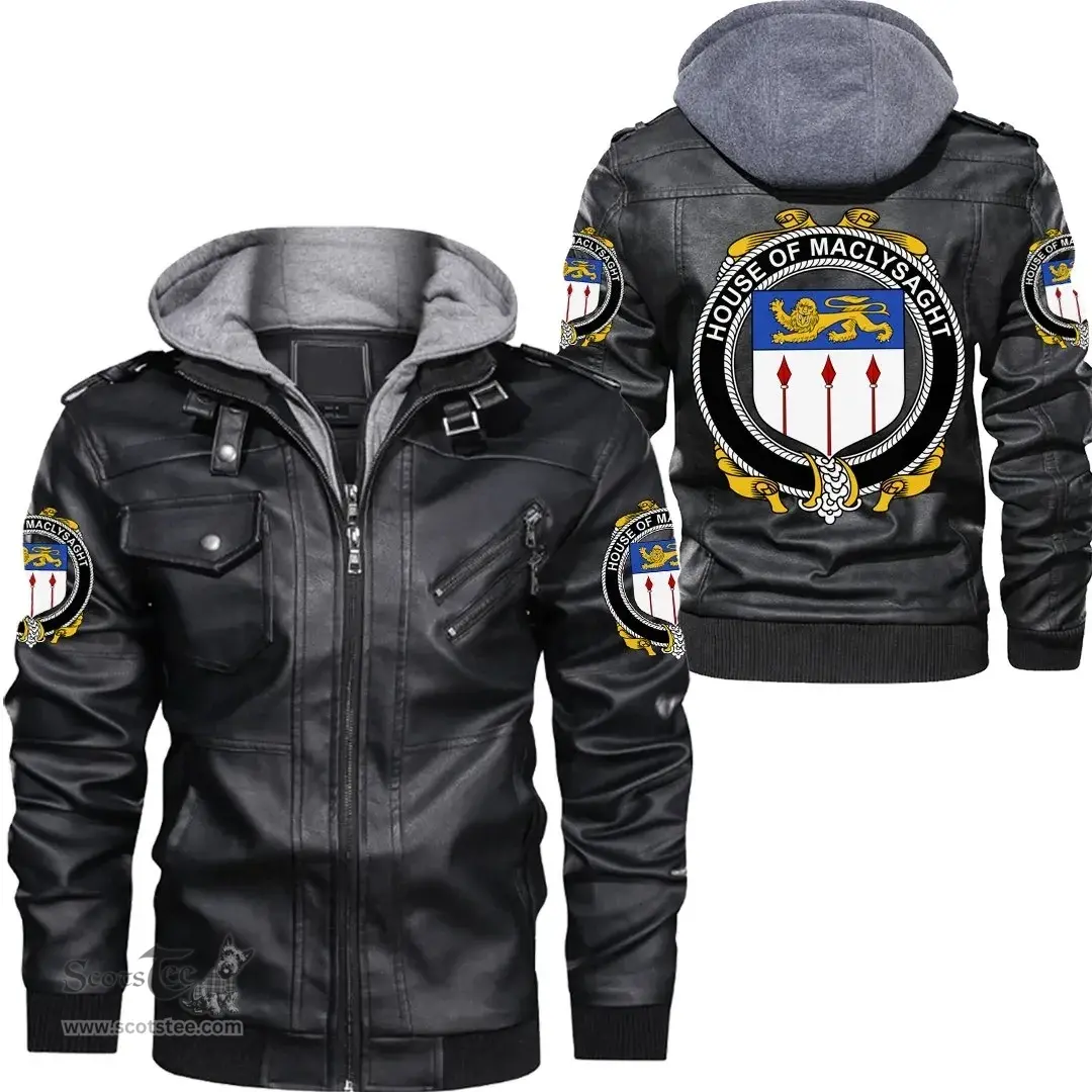 Irish House of MACLYSAGHT Coat of Arms Family Crest Ireland Leather Jacket Irish Jackets