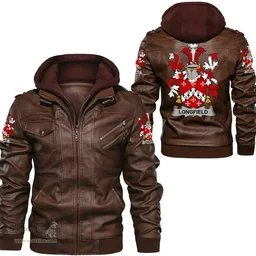 Irish Long or Longe Coat of Arms Family Crest Ireland Leather Jacket Irish Jackets
