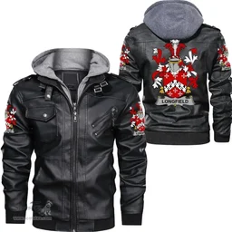 Irish Long or Longe Coat of Arms Family Crest Ireland Leather Jacket Irish Jackets