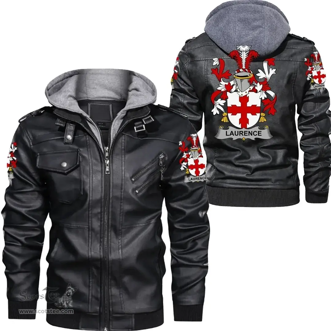 Irish Laurence Coat of Arms Family Crest Ireland Leather Jacket Irish Jackets