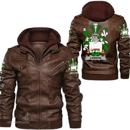 Irish Lennon or O'Lennon Coat of Arms Family Crest Ireland Leather Jacket Irish Jackets