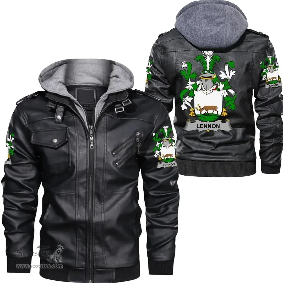 Irish Lennon or O'Lennon Coat of Arms Family Crest Ireland Leather Jacket Irish Jackets