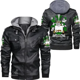 Irish Lennon or O'Lennon Coat of Arms Family Crest Ireland Leather Jacket Irish Jackets