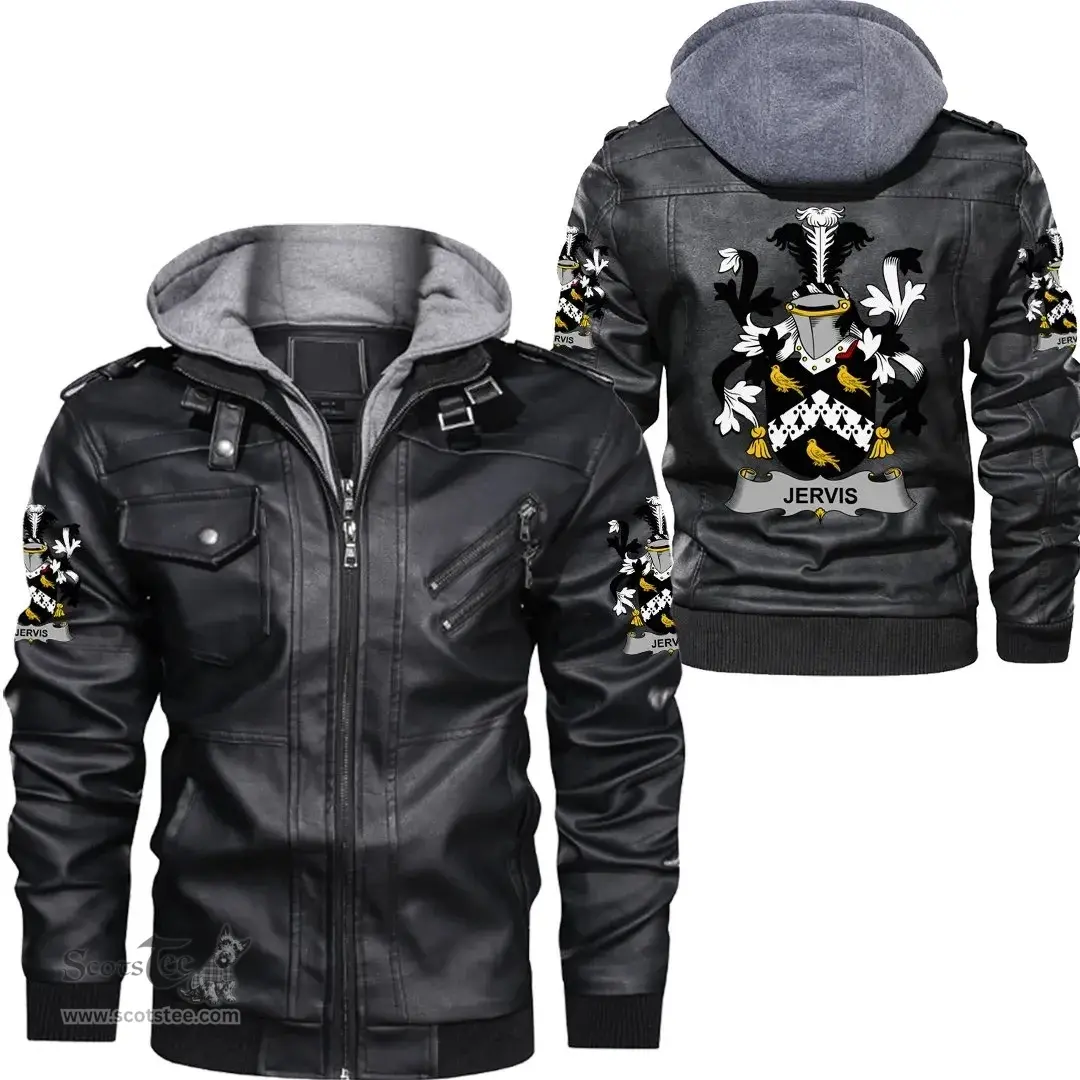 Irish Jervis or Jarvis Coat of Arms Family Crest Ireland Leather Jacket Irish Jackets