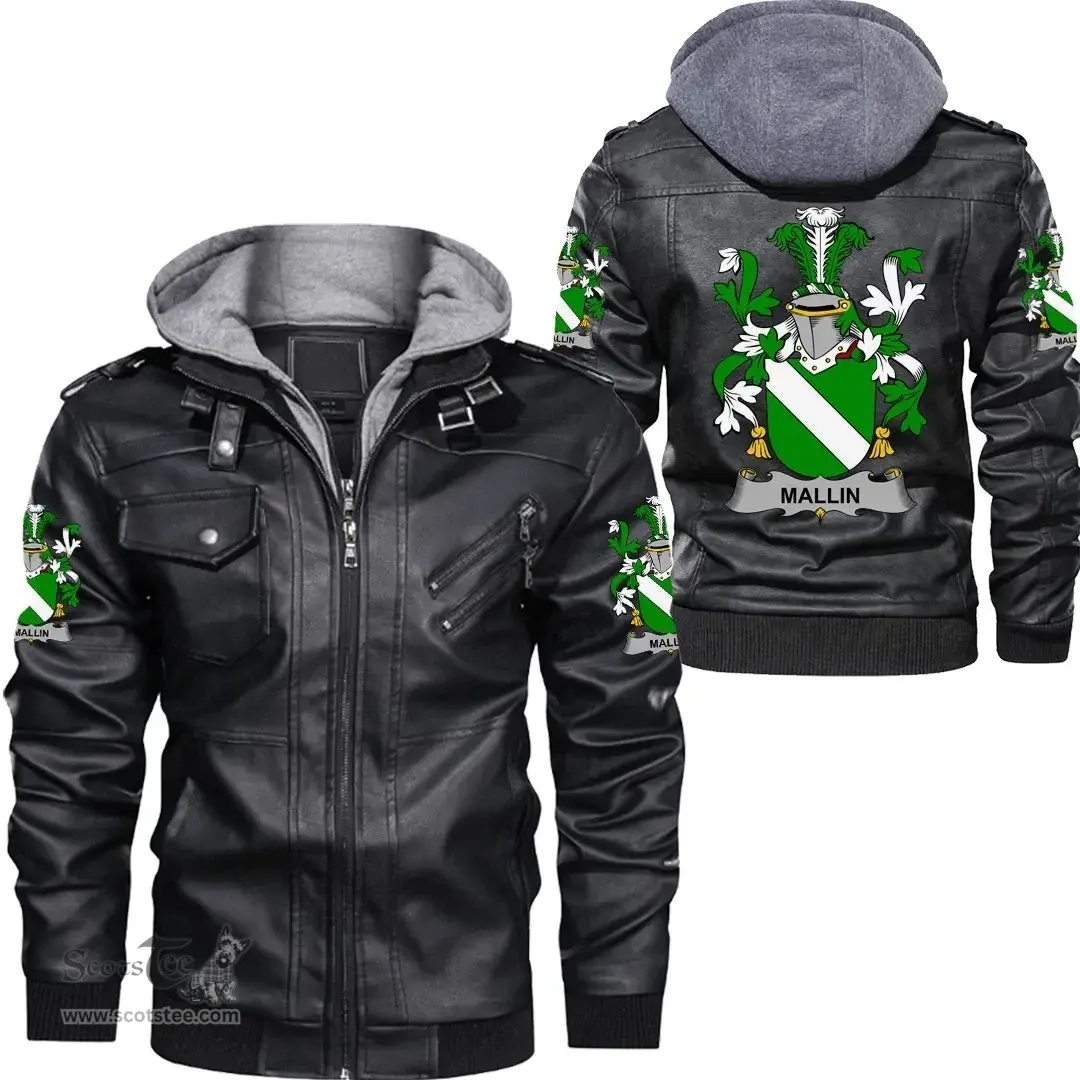 Irish Mallin or O'Mallan Coat of Arms Family Crest Ireland Leather Jacket Irish Jackets