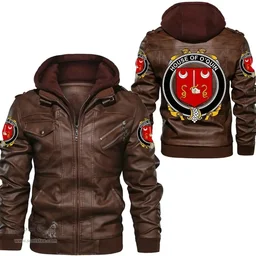 Irish House of O'QUIN (Thomond) Coat of Arms Family Crest Ireland Leather Jacket Irish Jackets