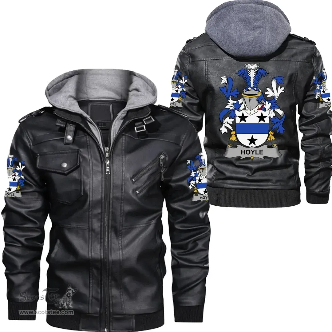 Irish Hoyle or McIlhoyle Coat of Arms Family Crest Ireland Leather Jacket Irish Jackets