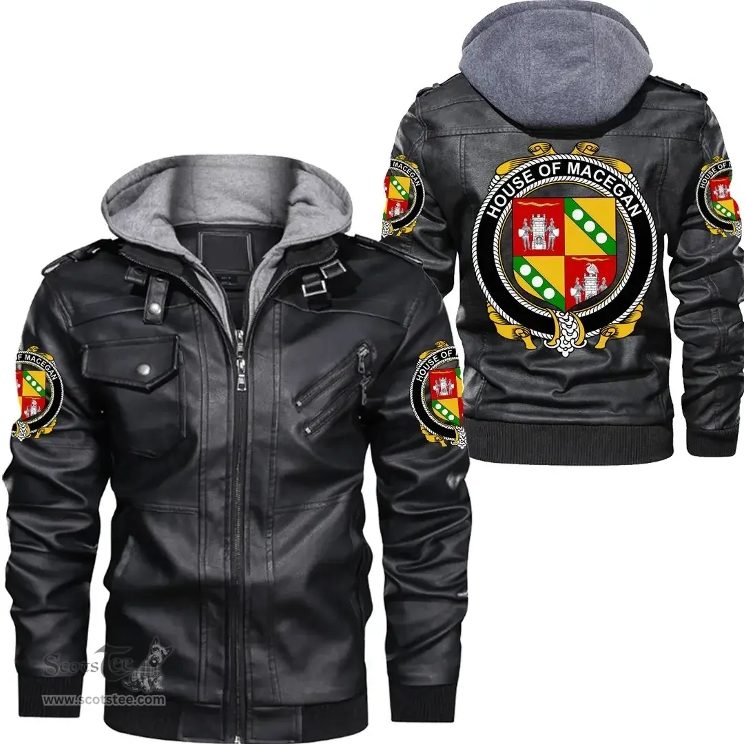 Irish House of MACEGAN Coat of Arms Family Crest Ireland Leather Jacket Irish Jackets