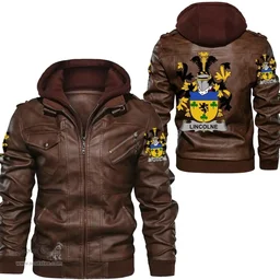 Irish Lincolne Coat of Arms Family Crest Ireland Leather Jacket Irish Jackets