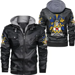 Irish McCann Coat of Arms Family Crest Ireland Leather Jacket Irish Jackets